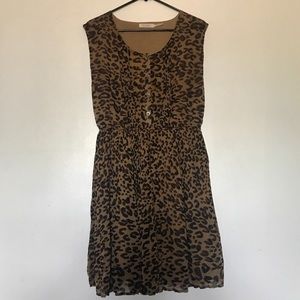 Blu Pepper ruffle leopard print dress sz L